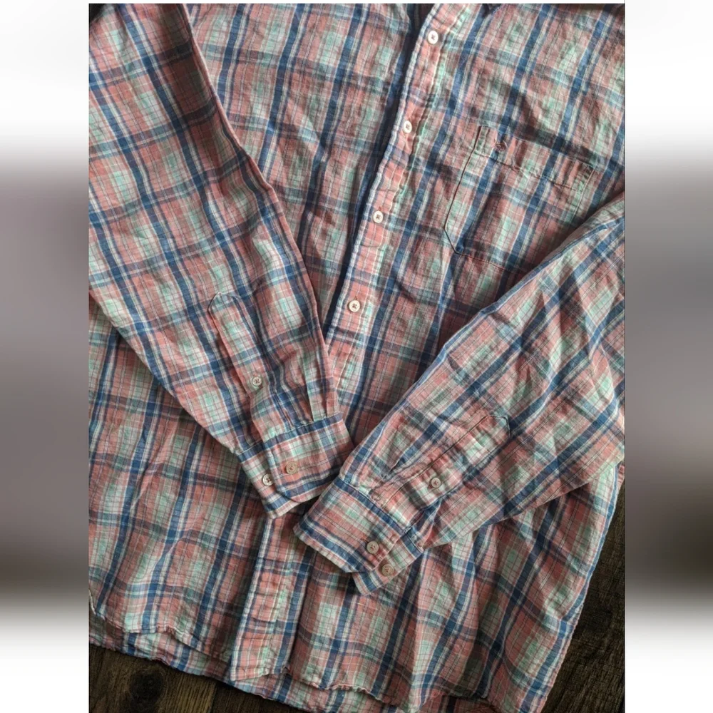 Southern Tide Mens Classic Fit XL Orange & Blue Plaid Button Down Long Sleeve. - Picture 2 of 12